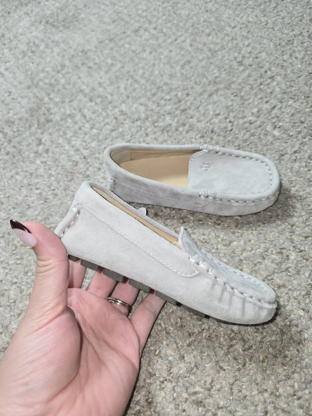 Janie and Jack Light Gray Suede Slip-On Loafers Size 7